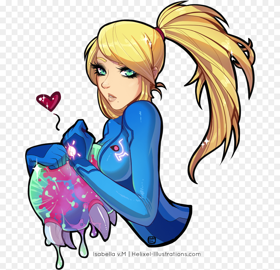 Samus And Metroid Zero Suit Samus And Baby Metroid, Publication, Book, Comics, Adult Free Png Download