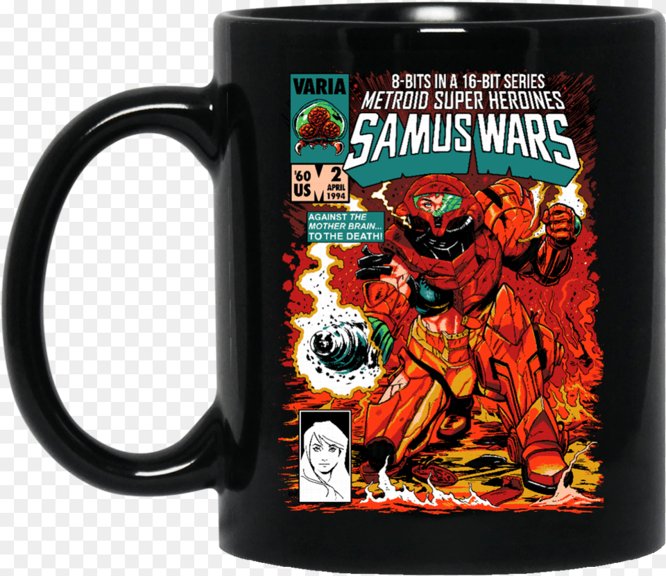 Samus Aran Mug Samus Wars Coffee Mug Tea Mug Metroid Shirts, Publication, Book, Cup, Comics Free Png Download