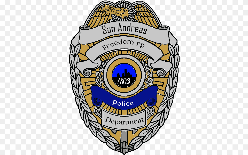 San Andreas Police Badge, Logo, Symbol, Emblem, Person Free Transparent Png