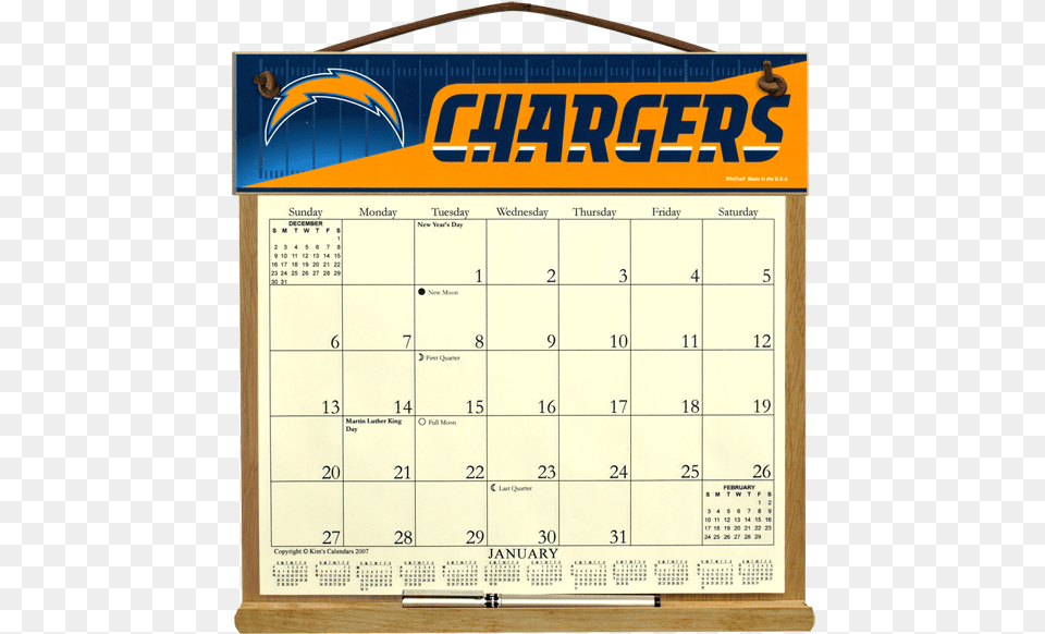San Diego Chargers Calendar Holder Thunder Calendar, Text Free Png