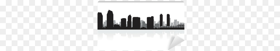 San Diego City Skyline Silhouette Wall Mural Pixers San Diego Skyline Silhouette Vector, Architecture, Scenery, Panoramic, Outdoors Free Png Download