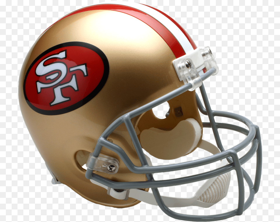 San Francisco 49ers Vsr4 Replica Throwback Helmet Football Helmet, American Football, Football Helmet, Sport, Person Free Png