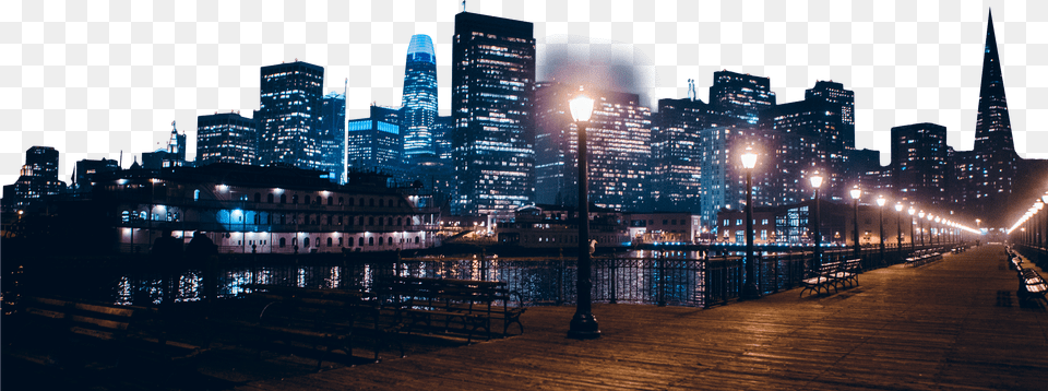 San Francisco City Lights Cityscape, Architecture, Water, Urban, Scenery Free Png Download