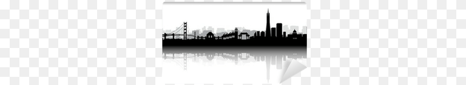 San Francisco Skyline Silhouette Vector Wall Mural Stock Illustration, Waterfront, Water, Urban, Scenery Png Image
