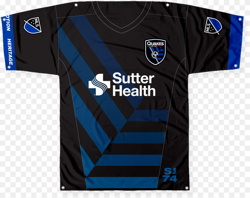 San Jose Earthquakes 57quot X 45quot Jersey Banner, Clothing, Shirt, T-shirt Png Image