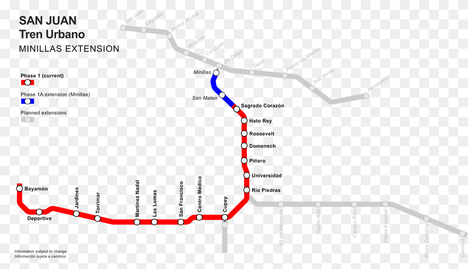 San Juan Tren Urbano Extensions Tren Urbano Map, Chart, Plot Png Image