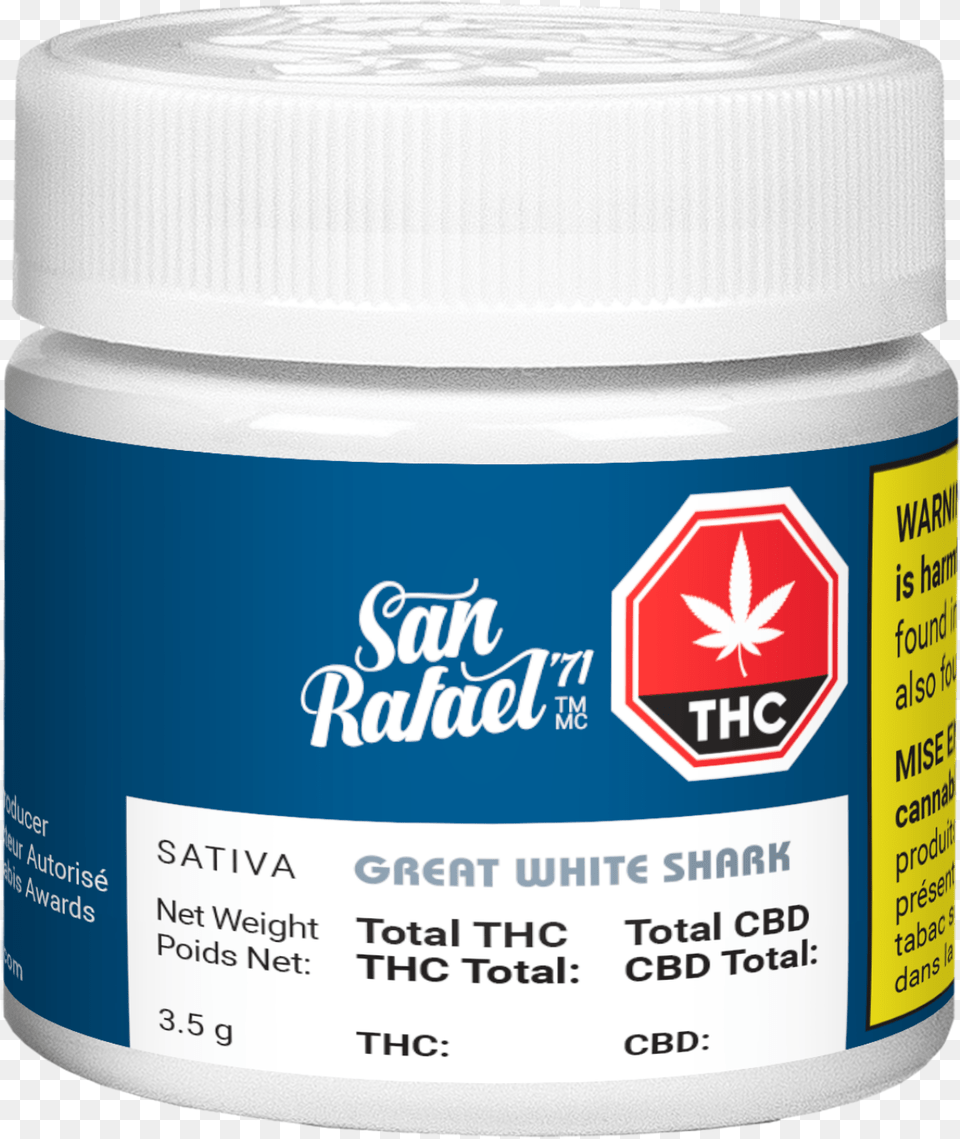 San Rafael 71 Cannabis Flower Great White Shark San Raf Pink Kush, Can, Tin, Bottle Free Png