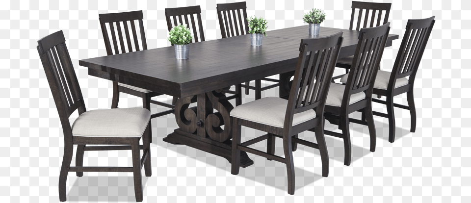 Sanctuary 9 Piece Dining Set With Slat Chairs Dining Room, Architecture, Table, Indoors, Furniture Free Png Download