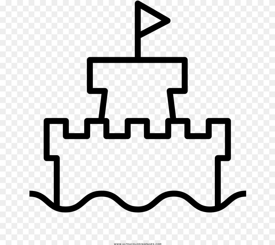 Sand Castle Coloring, Gray Png