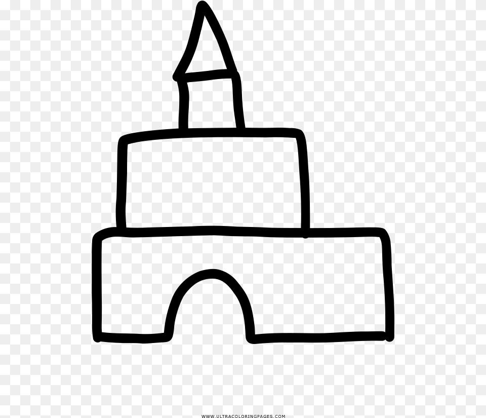 Sand Castle Coloring Page, Gray Png