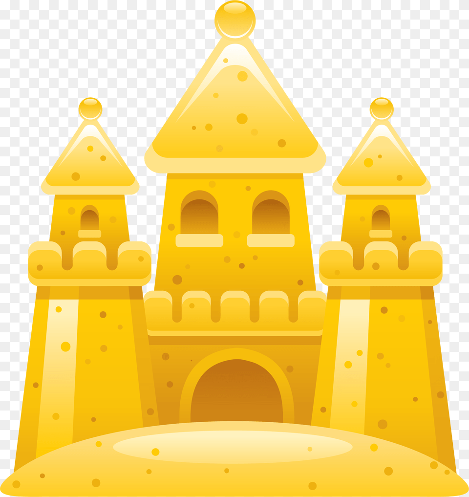 Sand Clipart Yellow Sand Cartoon Sandcastle With A Transparent Background, Architecture, Bell Tower, Building, Tower Free Png Download