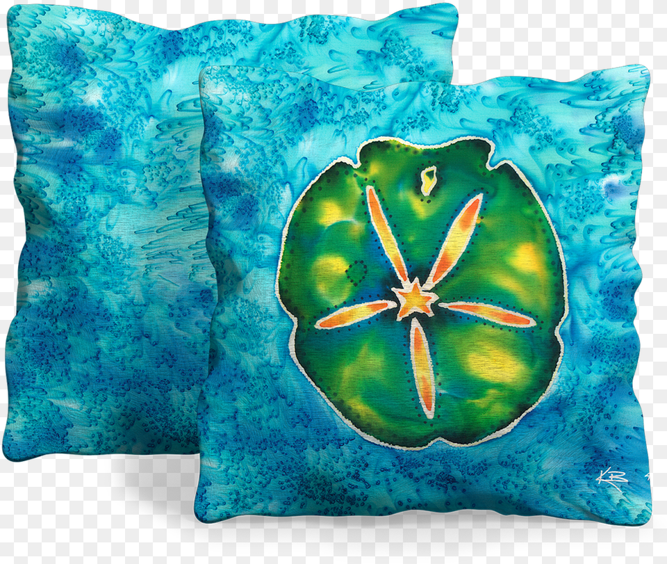 Sand Dollar Pillow Cushion, Home Decor, Turquoise Png