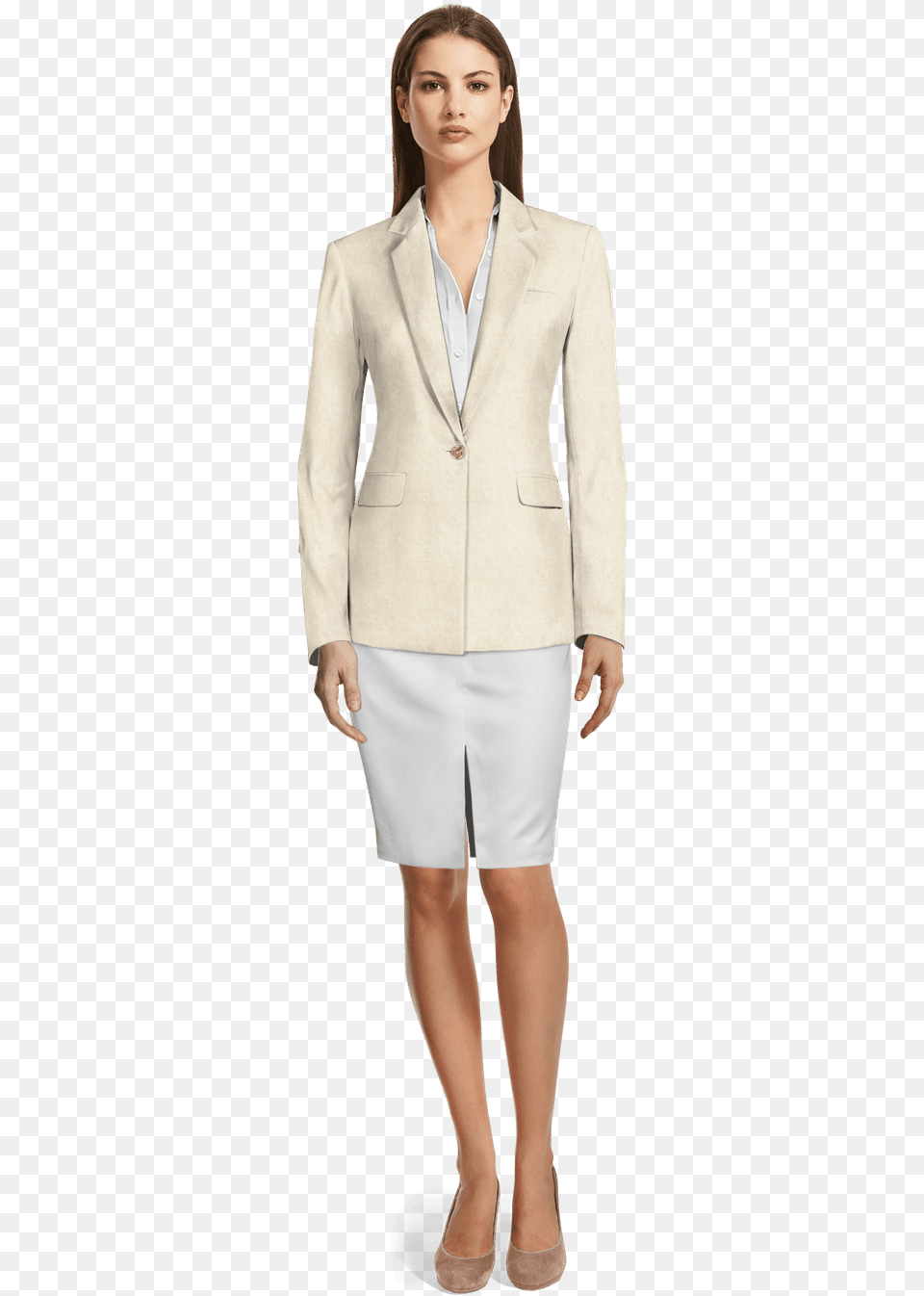 Sand Linen 2 Tone Skirt Suit View Front Bermuda Suit, Sleeve, Long Sleeve, Jacket, Home Decor Free Transparent Png