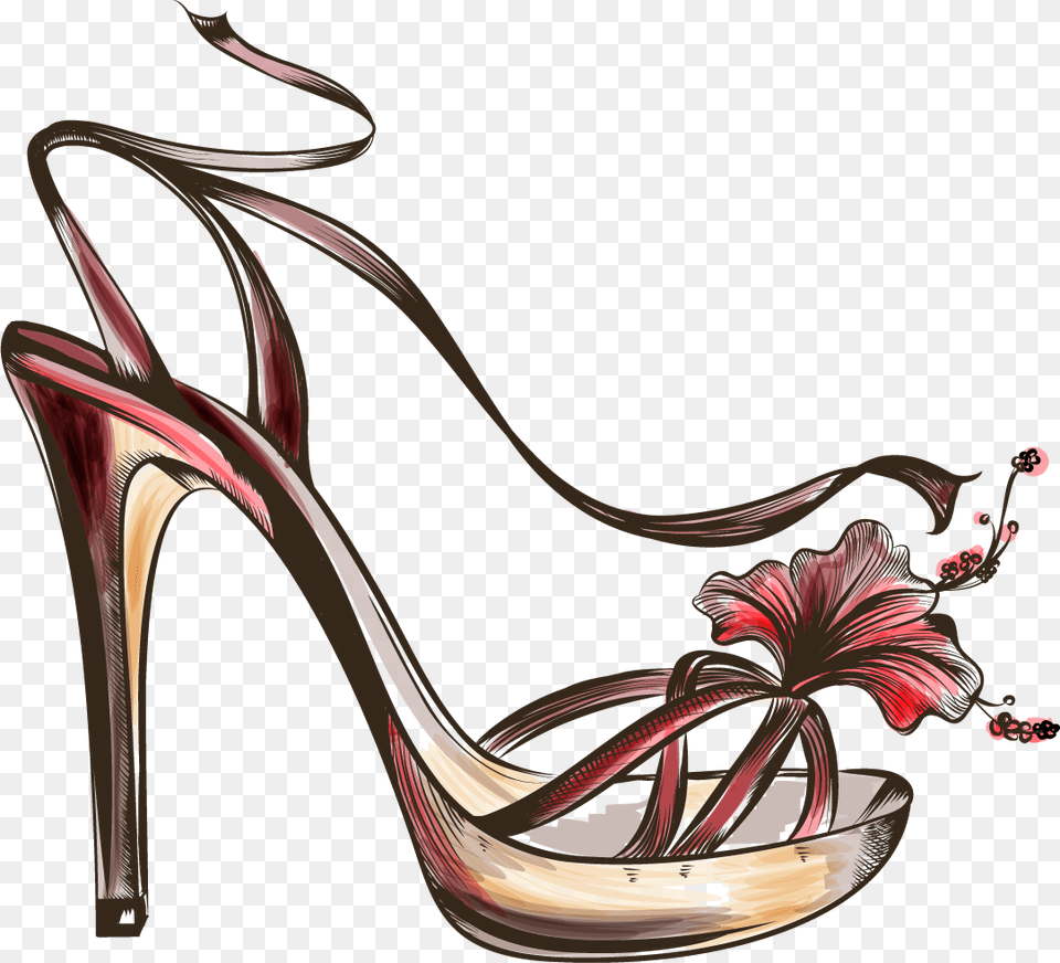 Sandal Shoe Fashion High De Salto Em Desenho, Clothing, Footwear, High Heel, Smoke Pipe Png Image