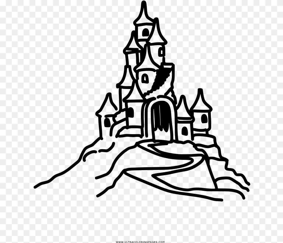 Sandcastle Coloring, Gray Free Png Download