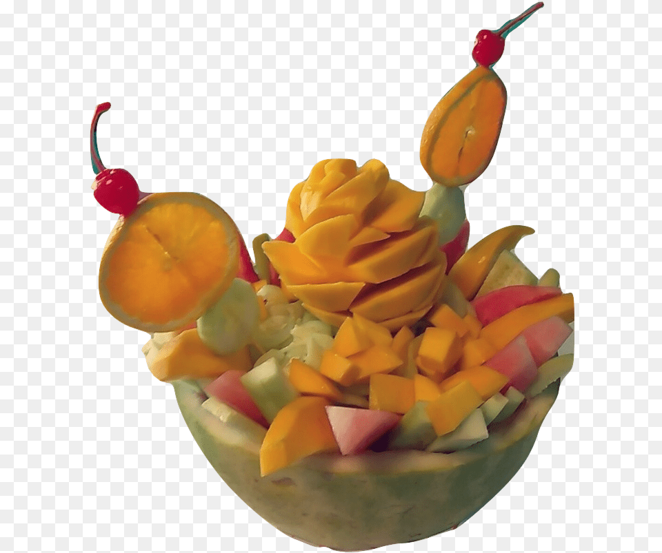 Sandiloka Image Carving Fruit Salad, Cream, Dessert, Food, Ice Cream Free Transparent Png