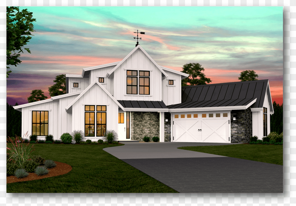 Sandridge Modern Farmhouse Farmhouse, Grass, Lawn, Plant, Garage Free Png