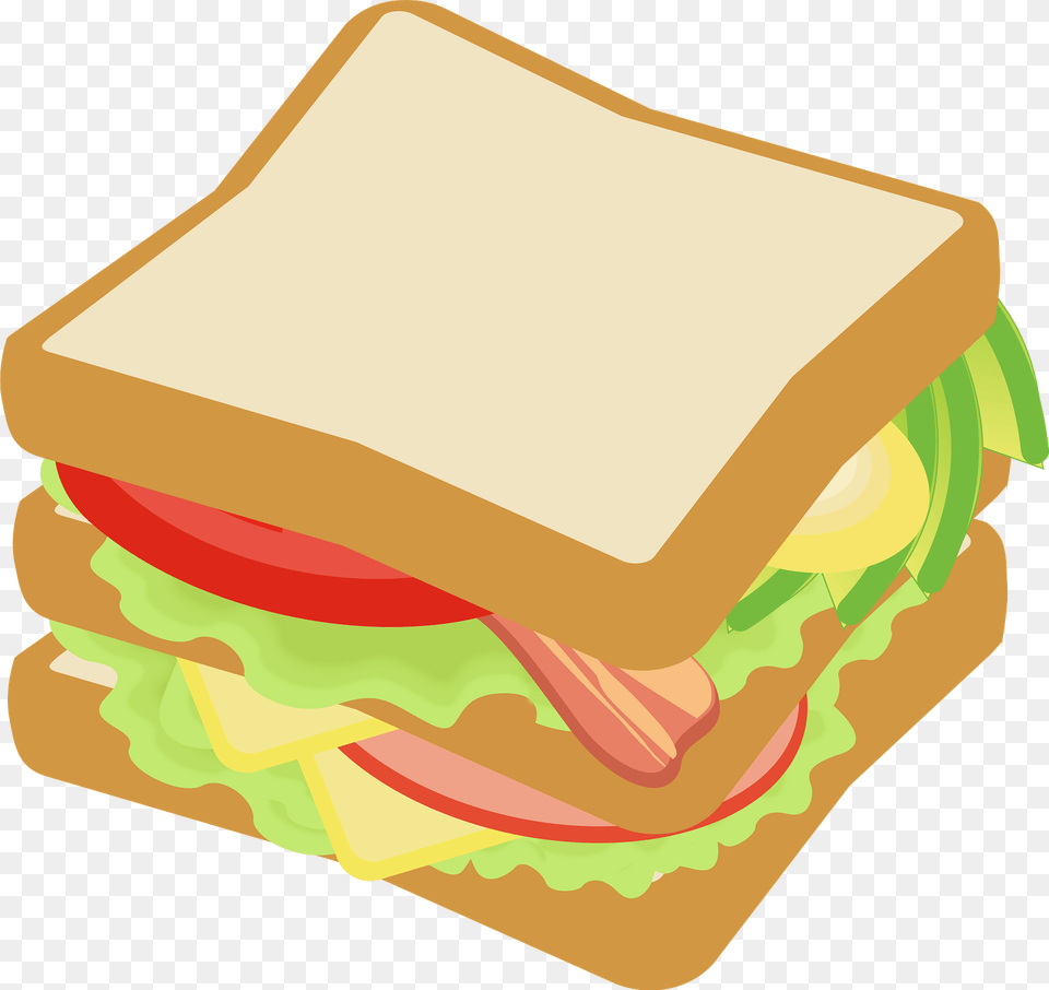 Sandwich With Lunch Meat Cheese Vegetables Clipart, Food, Meal, Bread Png