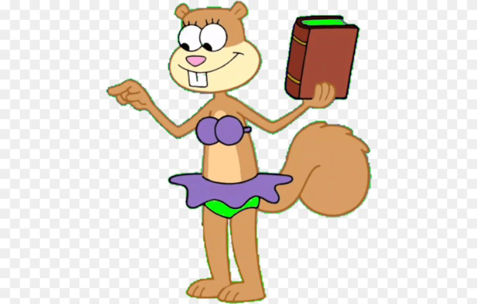 Sandy With The World Record39s Book By Seanklaskyn64 Sandy Cheeks, Cartoon, Person, Reading Png