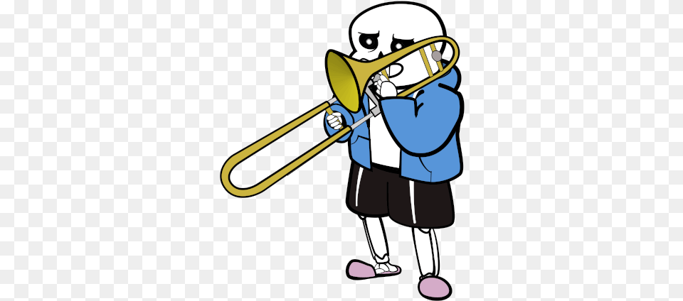Sans Playing His Trombone Gif, Musical Instrument, Brass Section, Person, Baby Free Png Download