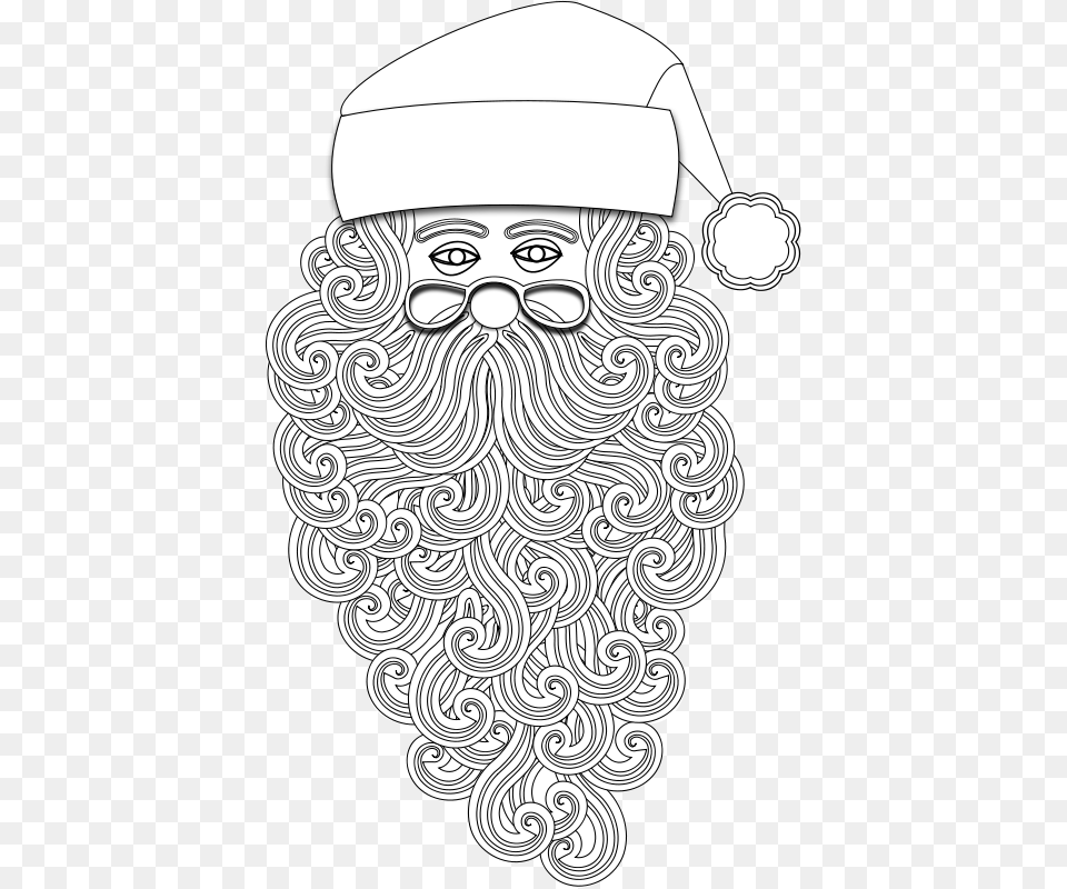 Santa 1 Outline Clip Art, Drawing, Adult, Doodle, Male Free Png Download