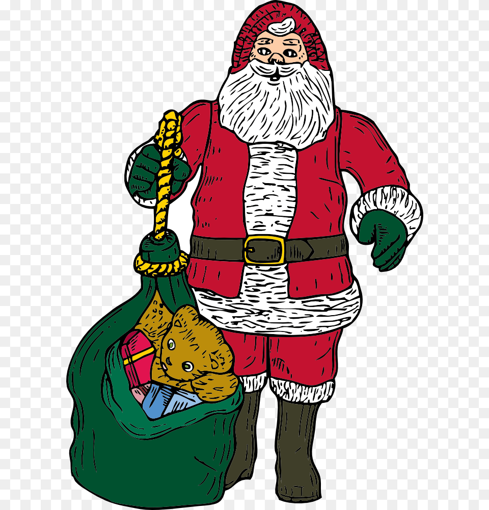 Santa And Bag Parts Of Santa Clais, Baby, Person, Cleaning, Face Png