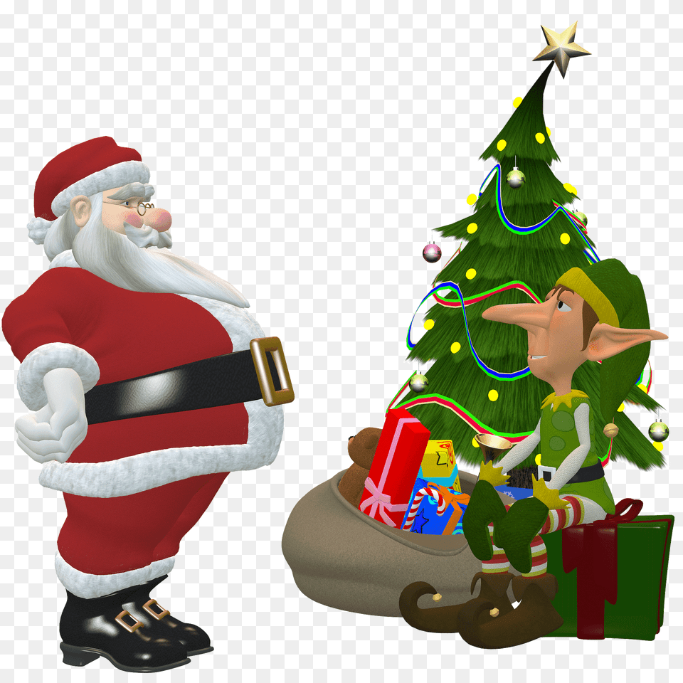 Santa And Christmas Elf Clipart, Baby, Person, Festival, Christmas Decorations Free Transparent Png