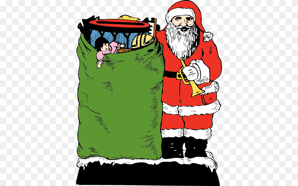 Santa And His Bag Clip Arts, Adult, Male, Man, Person Free Transparent Png