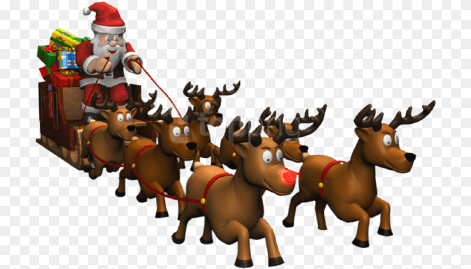 Santa And His Reindeer, Animal, Baby, Deer, Mammal Free Transparent Png