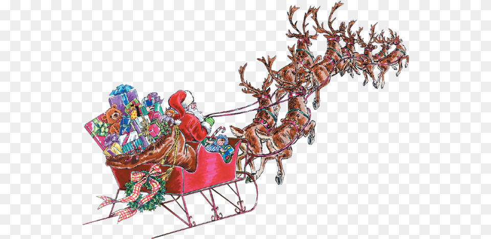 Santa And His Reindeer Clipart 101 C Santa Flying Alpha, Amusement Park, Roller Coaster, Fun, Baby Free Transparent Png