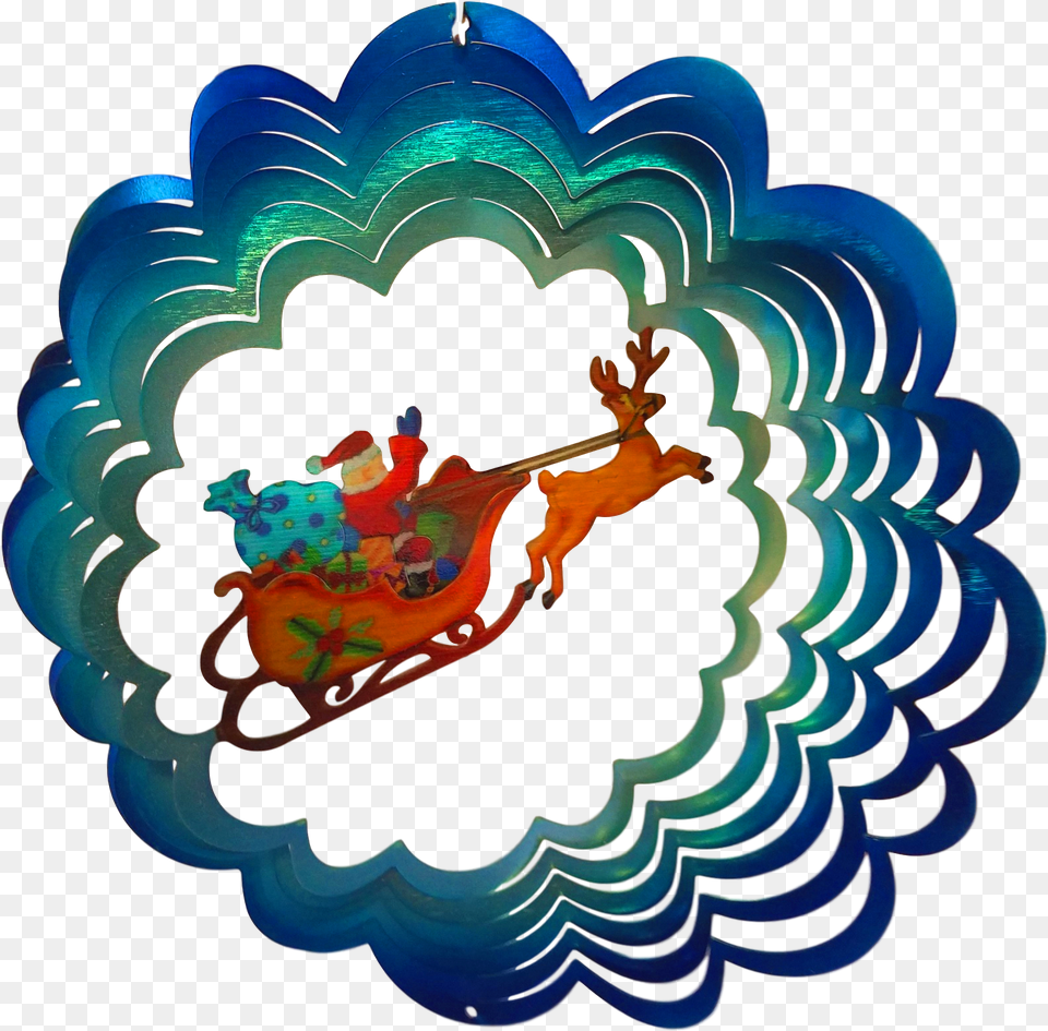 Santa And His Sleigh Christmas Holiday Painted Wind Turkey, Accessories, Pattern, Fractal, Ornament Free Png