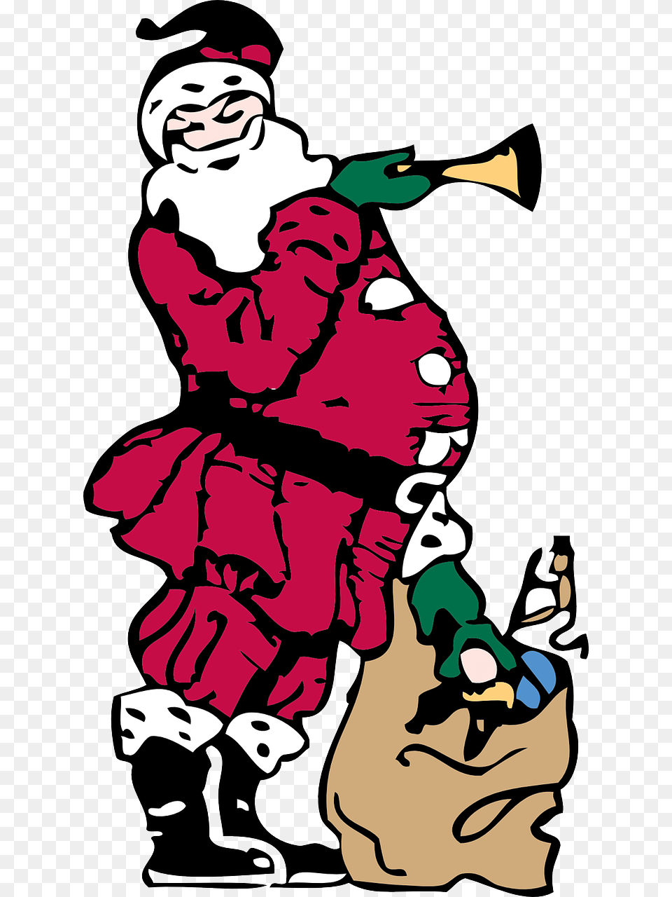 Santa And His Toy Bag Background Father Christmas Clipart, Baby, Person, Face, Head Free Transparent Png