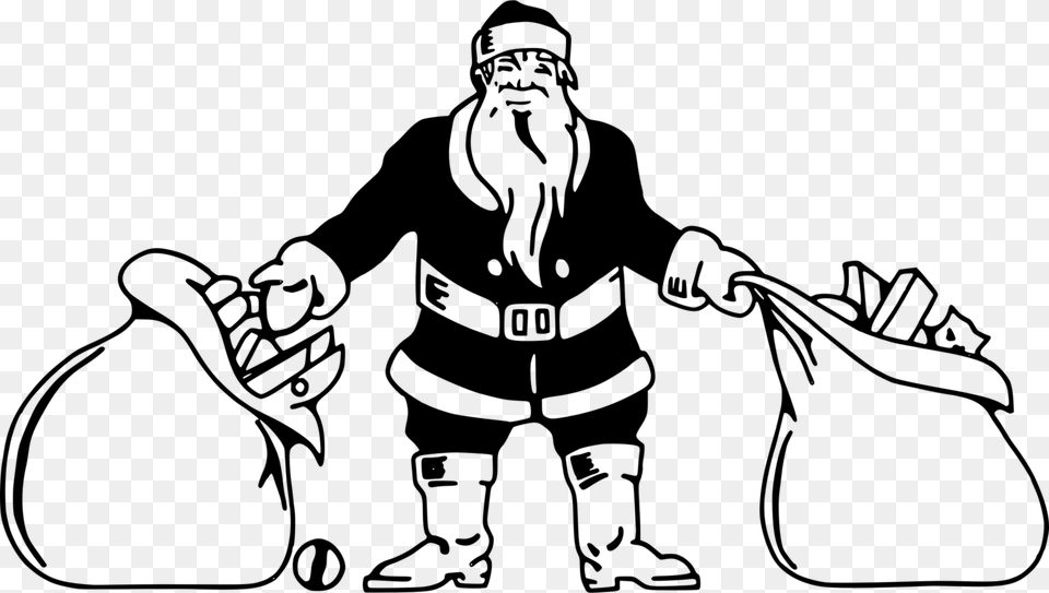 Santa And Mrs Claus Black And White Christmas Clipart Black And White Clips Christmas, Gray Free Png