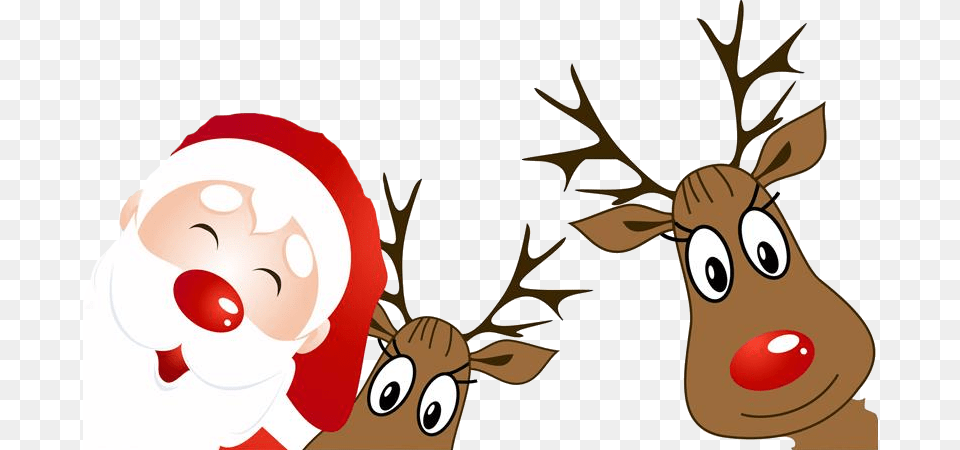 Santa And Reindeer Clipart Merry Christmas From The Johnsons, Animal, Deer, Mammal, Wildlife Free Transparent Png