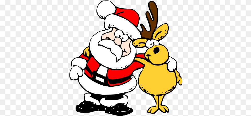 Santa And Reindeer Svg Clip Arts Santa And Reindeer Cartoon, Baby, Person, Animal, Beak Free Transparent Png