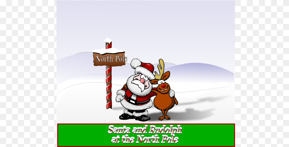 Santa And Rudolph At The North Pole Vector Illustration Santa And Rudolf, Cartoon, Cream, Dessert, Food Free Png