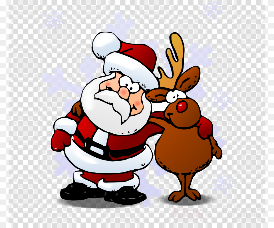 Santa And Rudolph Cartoon, Outdoors, Winter, Nature, Baby Png Image