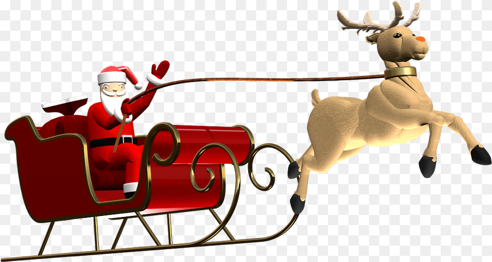 Santa And Rudolph Clip Santa Claus Cart, Person, Outdoors, Dynamite, Weapon Free Png