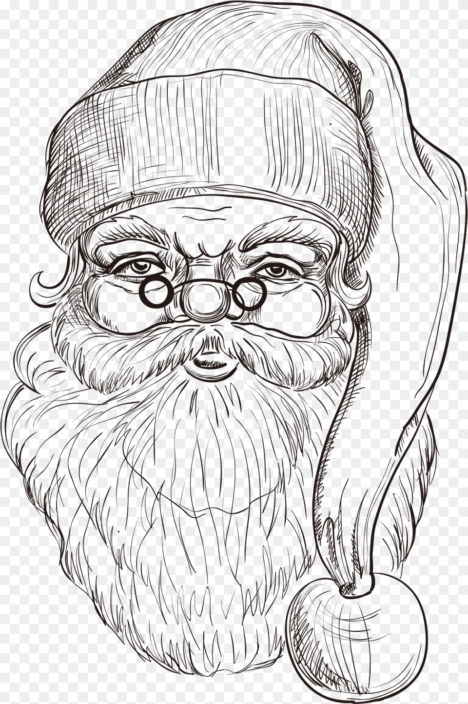 Santa Beard Christmas Santa Claus Drawings, Person, Art, Drawing, Face Free Png