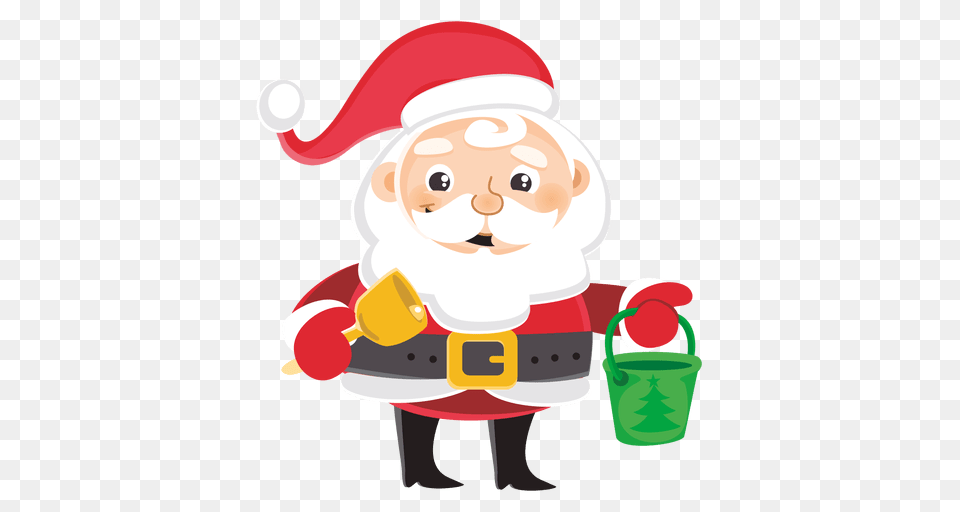 Santa Cartoon Carrying Bell Bucket, Elf, Baby, Person Png