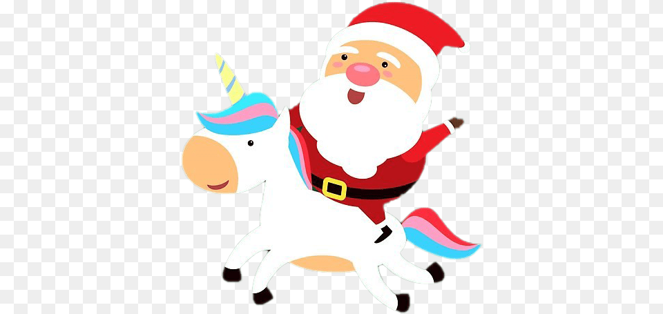 Santa Christmas Santa Riding Unicorn, Elf, Animal, Fish, Sea Life Free Png Download