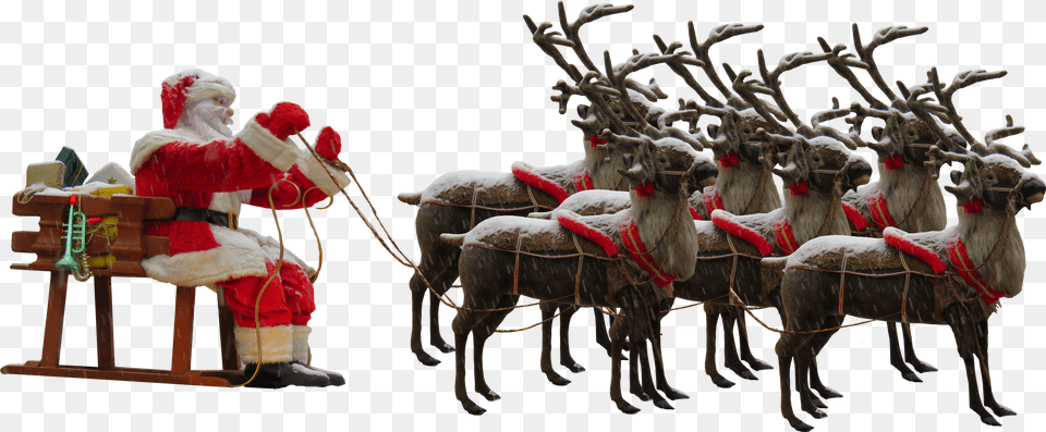 Santa Claus And 6 Reindeer Santa Claus Png
