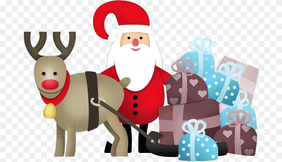 Santa Claus And Christmas Reindeer Clipart Free Download L Cuento Rodolfo El Reno, Outdoors, Nature, Snow, Snowman Png Image