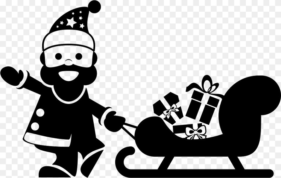 Santa Claus And His Sled Papa Noel Vector, Stencil, Lawn Mower, Tool, Plant Free Transparent Png