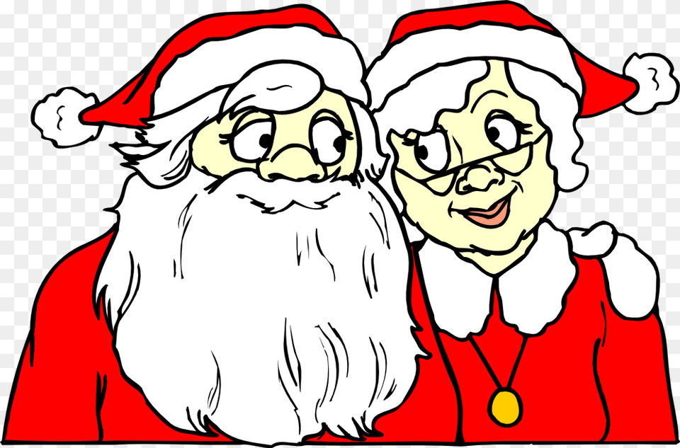 Santa Claus And Mrs Claus Cartoon, Baby, Face, Head, Person Png Image