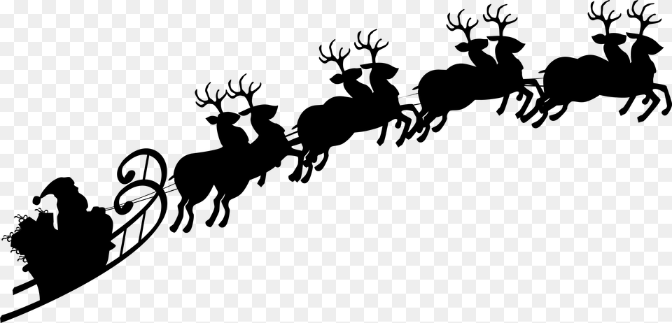 Santa Claus And Reindeer Santa Sleigh Silhouette, Gray Free Transparent Png