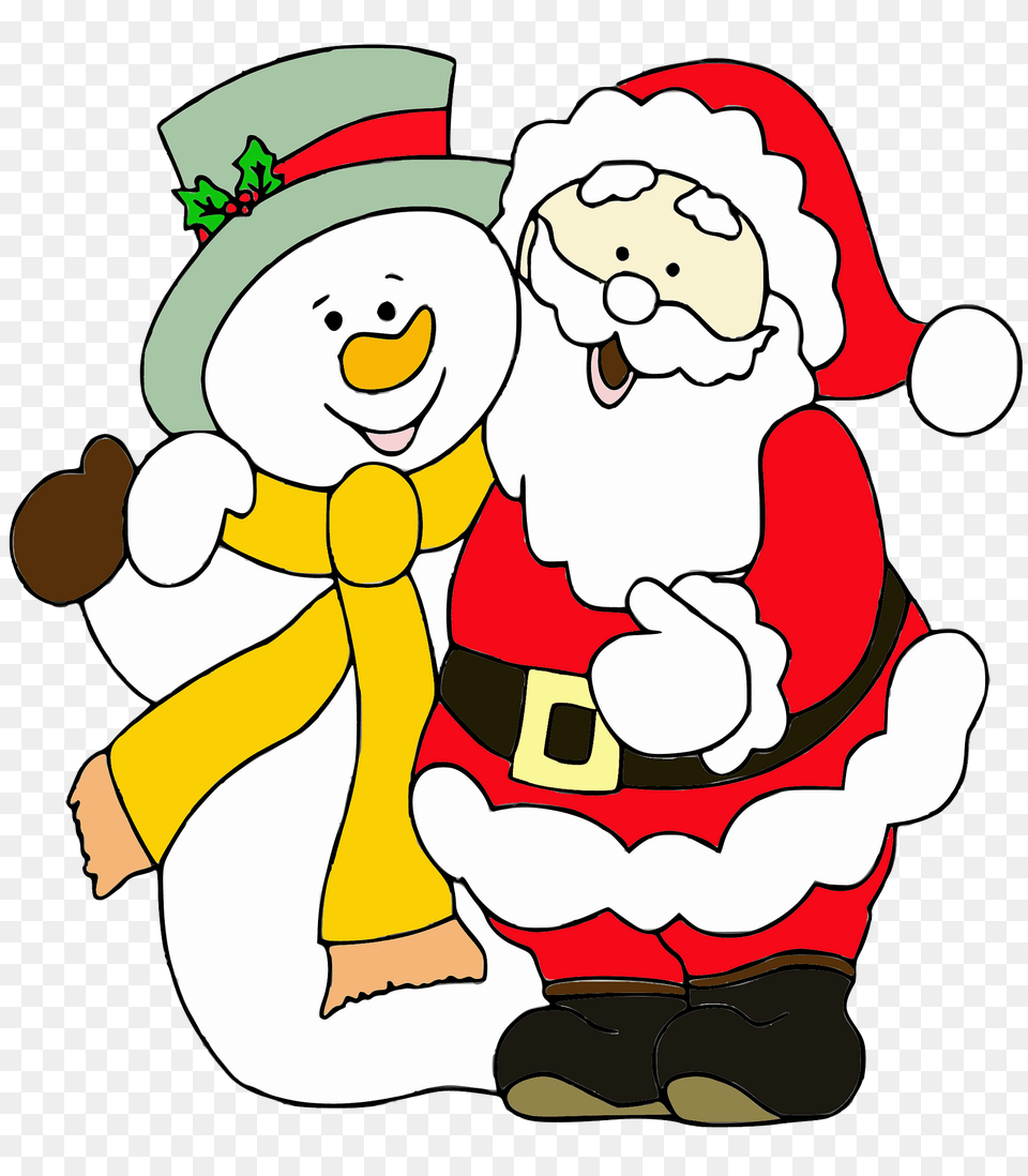 Santa Claus And Snowman Clipart, Outdoors, Winter, Nature, Baby Png