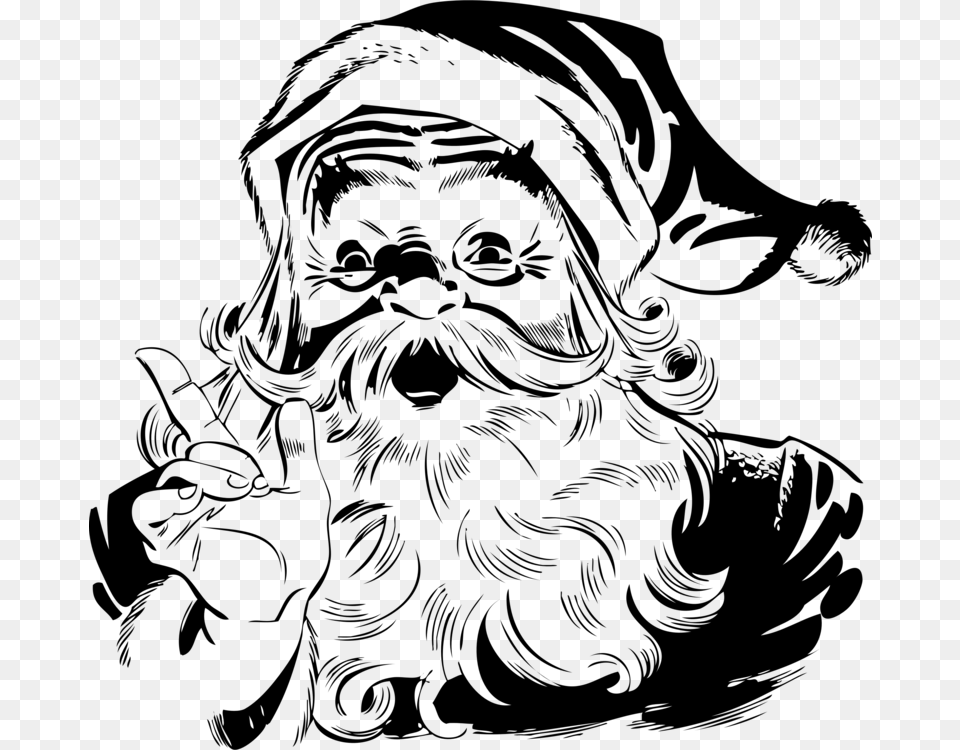 Santa Claus Black And White, Lighting, Silhouette, Clothing, Hat Free Transparent Png