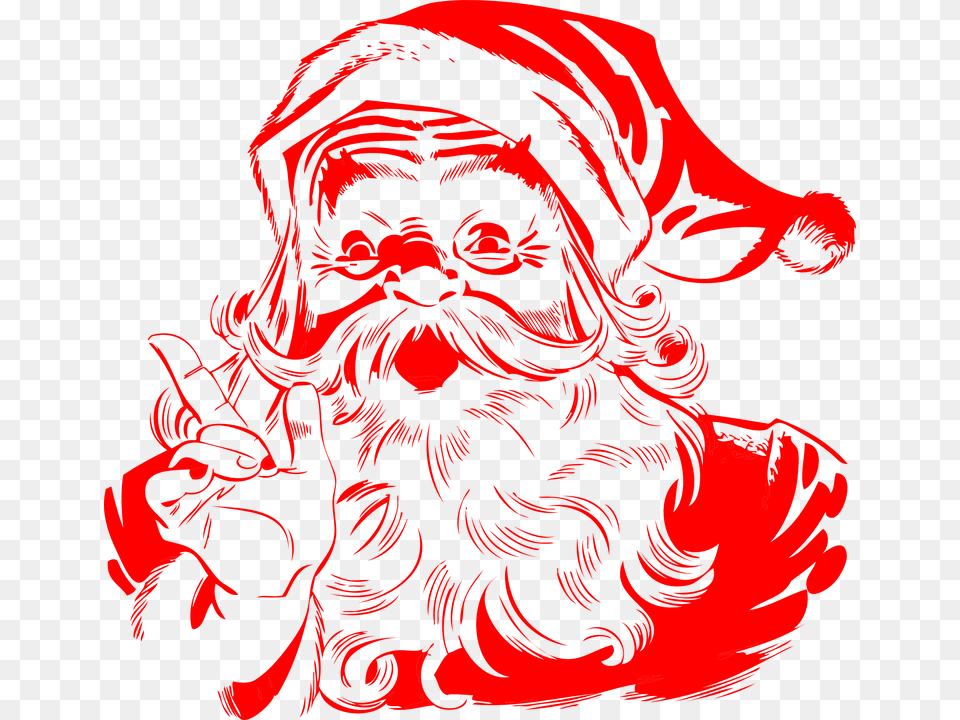 Santa Claus Black And White, Art, Head, Person, Face Free Transparent Png