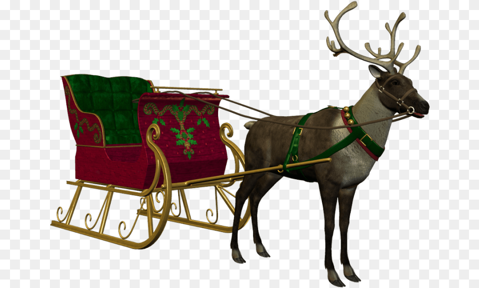 Santa Claus Cart, Chair, Furniture, Animal, Deer Free Png Download
